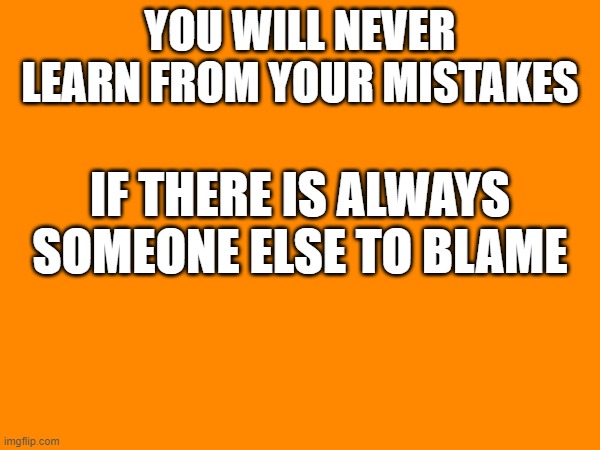 Take Responsibility For Yourself | YOU WILL NEVER LEARN FROM YOUR MISTAKES; IF THERE IS ALWAYS SOMEONE ELSE TO BLAME | image tagged in learn | made w/ Imgflip meme maker
