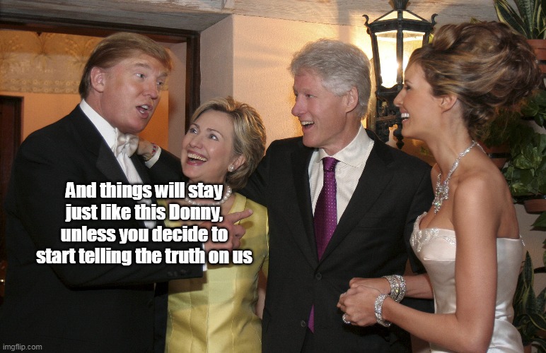 Back before he became a horrible racist | And things will stay just like this Donny, unless you decide to start telling the truth on us | image tagged in guess where willys other hand is | made w/ Imgflip meme maker