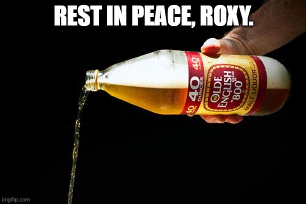 Pour one for the homies | REST IN PEACE, ROXY. | image tagged in pour one for the homies | made w/ Imgflip meme maker