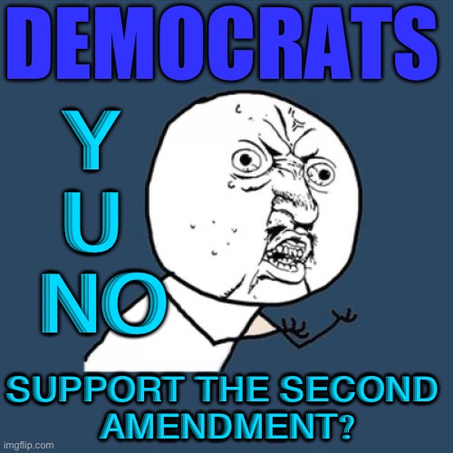 2nd Amendment | DEMOCRATS; Y 
U 
NO; SUPPORT THE SECOND 
AMENDMENT? | image tagged in memes,y u no | made w/ Imgflip meme maker