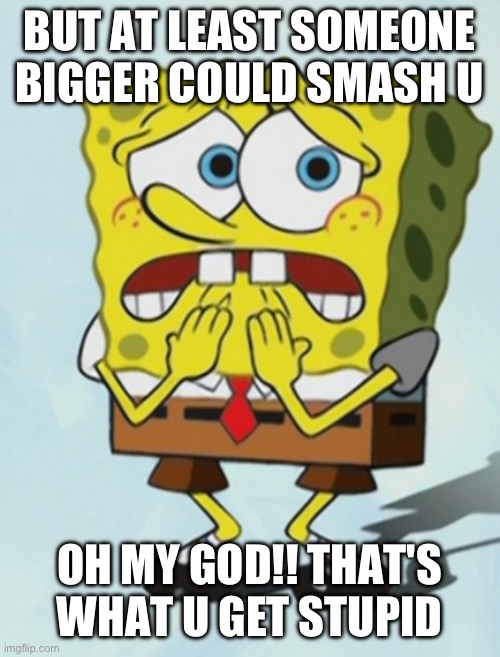 BUT AT LEAST SOMEONE BIGGER COULD SMASH U OH MY GOD!! THAT'S WHAT U GET STUPID | made w/ Imgflip meme maker