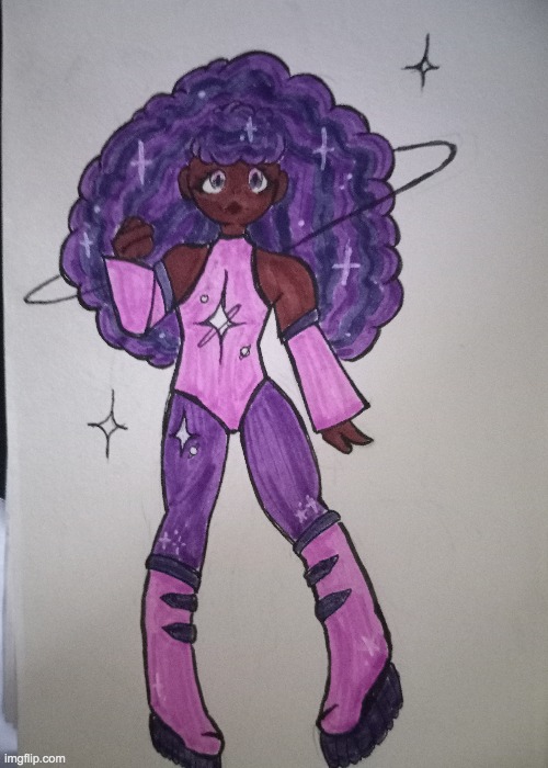 Im back! Another Galaxy space girl! | image tagged in galaxy,space,drawing,drawings,cartoon | made w/ Imgflip meme maker