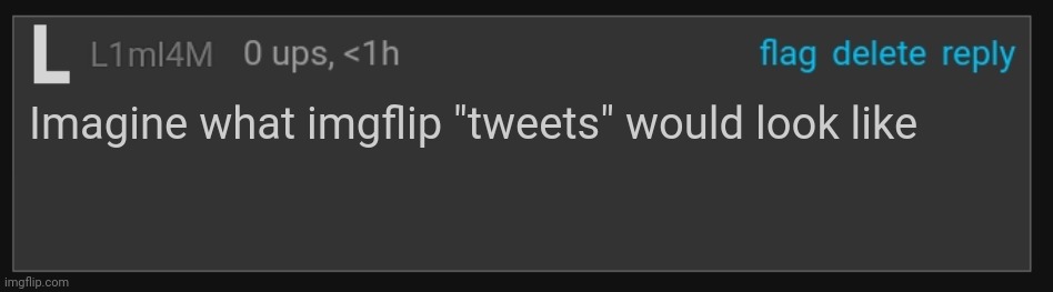 Weird thought I had | Imagine what imgflip "tweets" would look like | image tagged in l1m_l4m blank comment | made w/ Imgflip meme maker