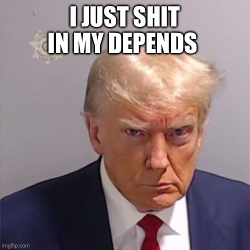 Trumps mug shot | I JUST SHIT IN MY DEPENDS | made w/ Imgflip meme maker