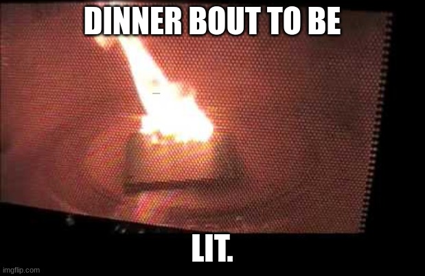fOrK iN tHe mIcRoWaVe | DINNER BOUT TO BE; LIT. | image tagged in microwave,fork,burning,fire,random tag | made w/ Imgflip meme maker