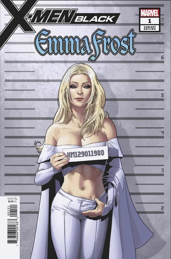 High Quality Emma Frost Mugshot Comic Book Cover Blank Meme Template