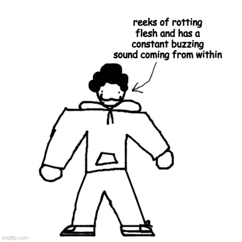 foreskin | reeks of rotting flesh and has a constant buzzing sound coming from within | made w/ Imgflip meme maker