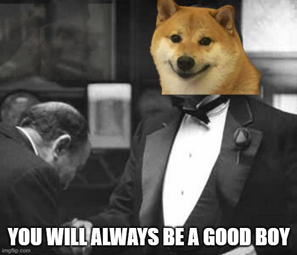 Thank you for the good times cheems | YOU WILL ALWAYS BE A GOOD BOY | image tagged in godfather respect,cheems,doge,dog,legend,good boy | made w/ Imgflip meme maker