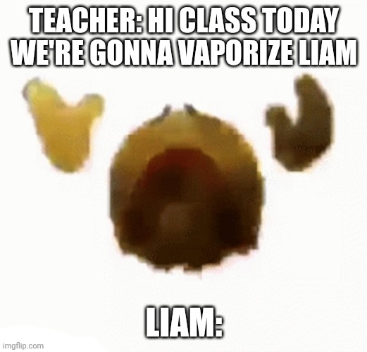 Dying emoji | TEACHER: HI CLASS TODAY WE'RE GONNA VAPORIZE LIAM; LIAM: | made w/ Imgflip meme maker