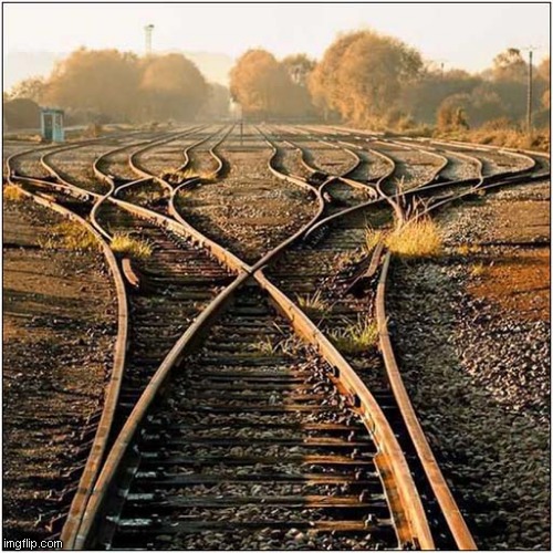 Symmetry | image tagged in railway,track,symmetry | made w/ Imgflip meme maker