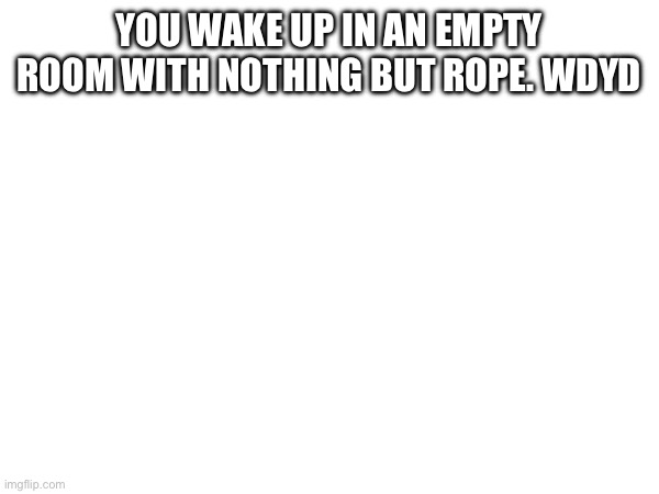 YOU WAKE UP IN AN EMPTY ROOM WITH NOTHING BUT ROPE. WDYD | made w/ Imgflip meme maker