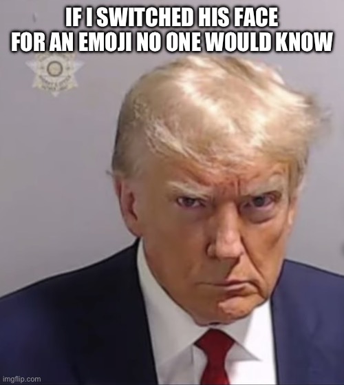 Trump’s indictment | IF I SWITCHED HIS FACE FOR AN EMOJI NO ONE WOULD KNOW | image tagged in trump s indictment | made w/ Imgflip meme maker