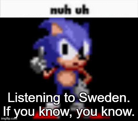 CD Sonic Nuh Uh | Listening to Sweden. If you know, you know. | image tagged in cd sonic nuh uh | made w/ Imgflip meme maker
