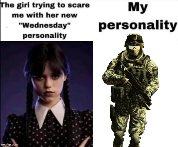 yaw yeet | image tagged in the girl trying to scare me with her new wednesday personality,mw2,call of duty,pvt ramirez,memes,gaming | made w/ Imgflip meme maker