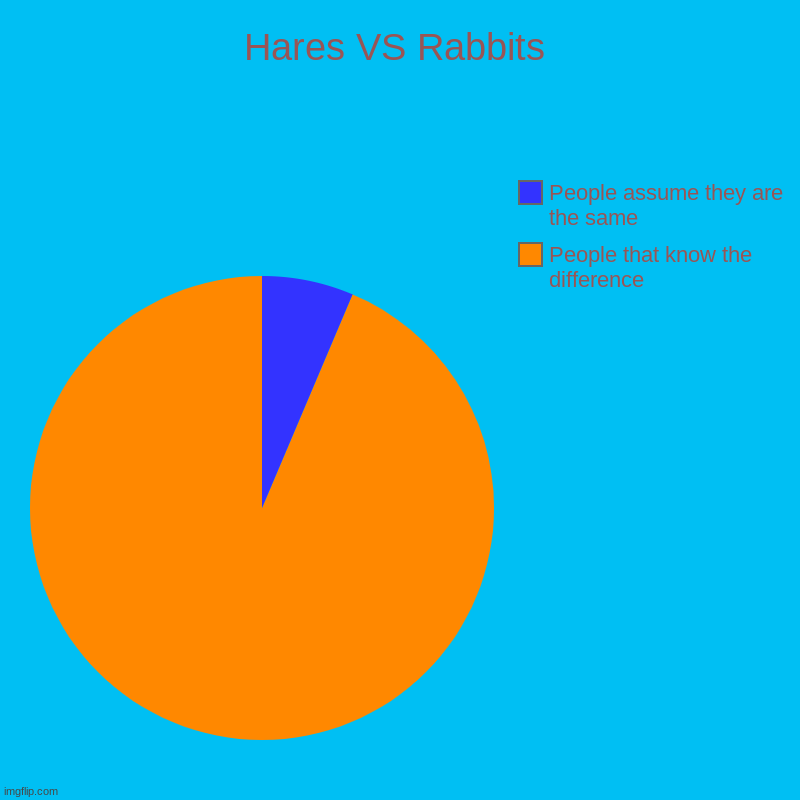 Hares VS Rabbits | People that know the difference, People assume they are the same | image tagged in charts,pie charts | made w/ Imgflip chart maker
