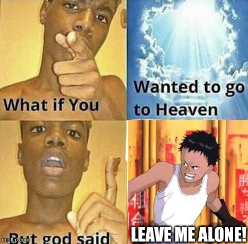 POV: Discord chat got leaked | LEAVE ME ALONE! | image tagged in what if you wanted to go to heaven | made w/ Imgflip meme maker