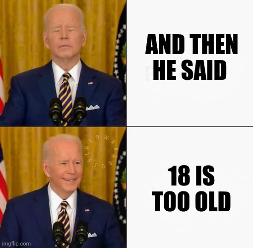 AND THEN HE SAID 18 IS TOO OLD | image tagged in brandon and joe bling | made w/ Imgflip meme maker