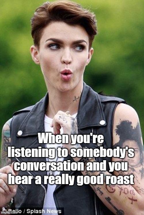 I heard that | When you're listening to somebody's conversation and you hear a really good roast | image tagged in ruby rose,funny,relatable | made w/ Imgflip meme maker