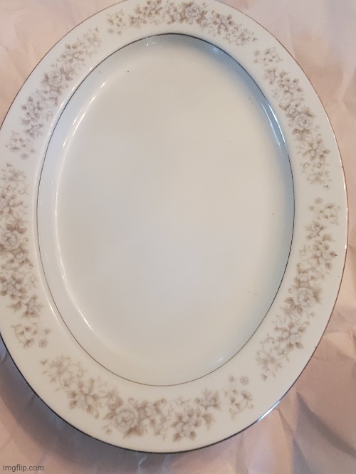 A photo of a dinner plate from the dining set I got | made w/ Imgflip meme maker