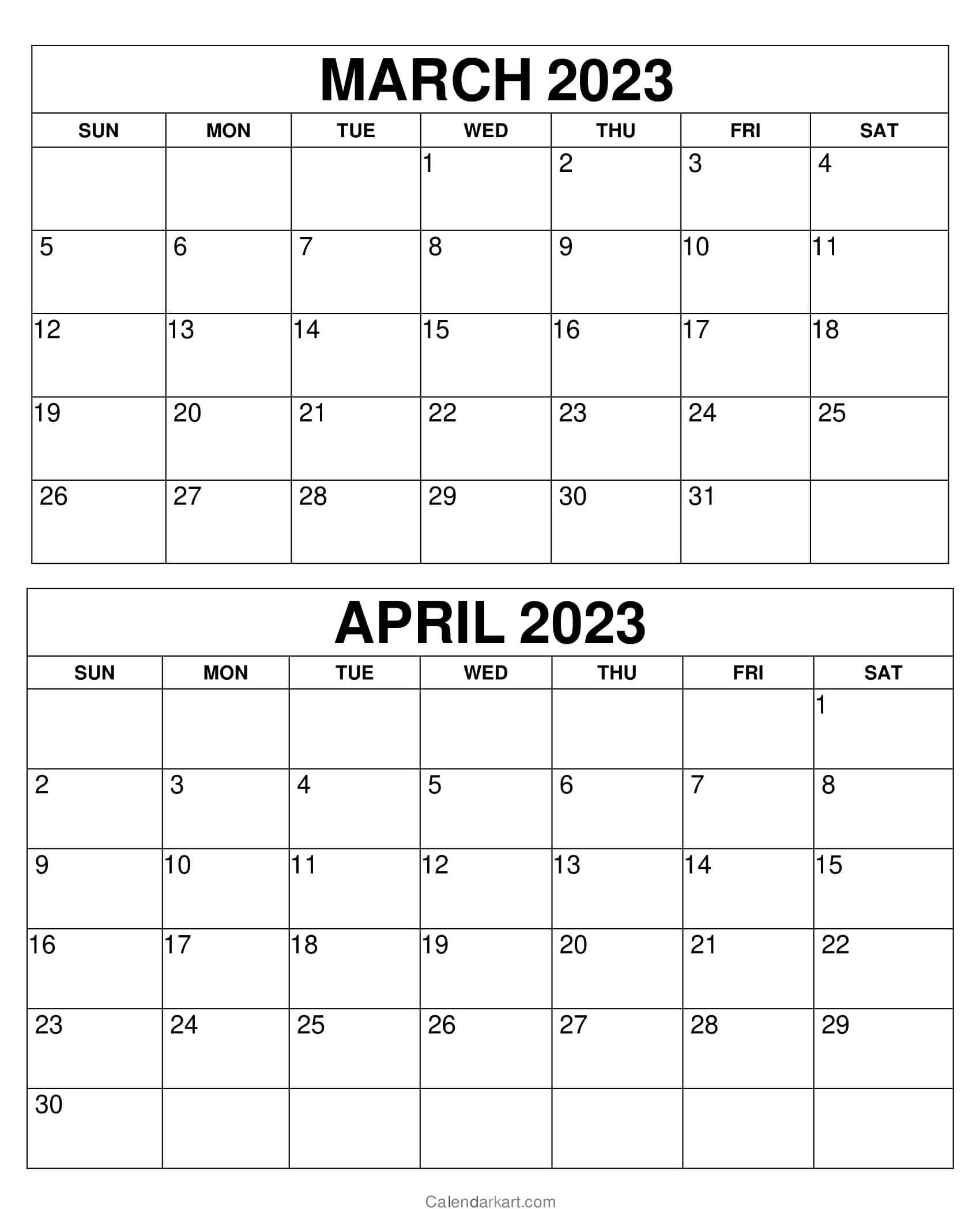 March-April 2023 Calendar 3 Blank Template - Imgflip
