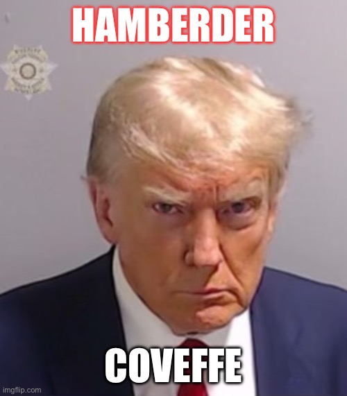 Donald Trump Mugshot | HAMBERDER; COVEFFE | image tagged in donald trump mugshot | made w/ Imgflip meme maker