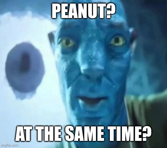 Avatar guy | PEANUT? AT THE SAME TIME? | image tagged in avatar guy | made w/ Imgflip meme maker