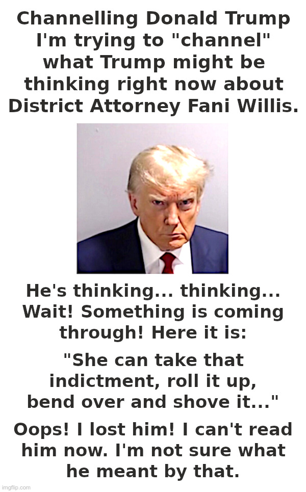 Channelling Donald Trump | image tagged in donald trump,fani willis,indictment,channel | made w/ Imgflip meme maker