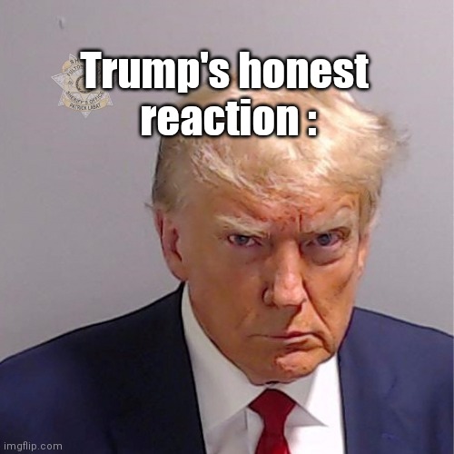 Trump's honest reaction | Trump's honest
 reaction : | image tagged in trump | made w/ Imgflip meme maker