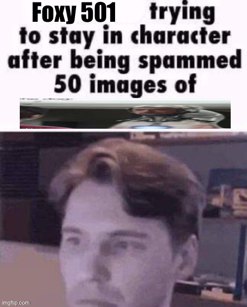 X trying to stay in character | Foxy 501 | image tagged in x trying to stay in character | made w/ Imgflip meme maker