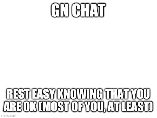 GN CHAT; REST EASY KNOWING THAT YOU ARE OK (MOST OF YOU, AT LEAST) | made w/ Imgflip meme maker