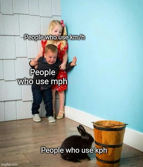 these people are psychotic | People who use km/h; People who use mph; People who use kph | image tagged in children scared of rabbit,who says this | made w/ Imgflip meme maker