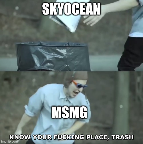 Know Your Place Trash | SKYOCEAN; MSMG | image tagged in know your place trash | made w/ Imgflip meme maker
