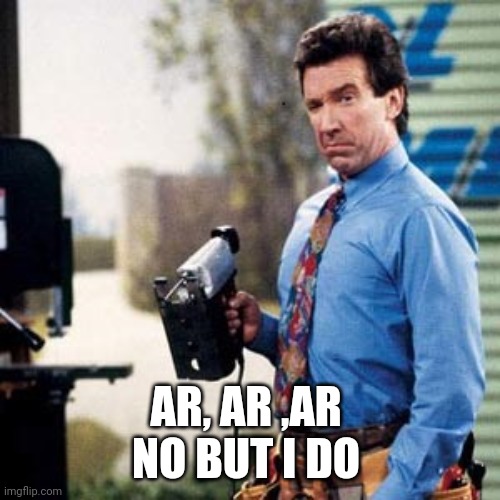 Tim Allen | AR, AR ,AR 

NO BUT I DO | image tagged in tim allen | made w/ Imgflip meme maker