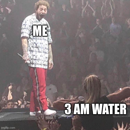 b00bie$ | ME; 3 AM WATER | image tagged in post malone happy | made w/ Imgflip meme maker
