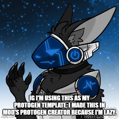 Cheez The Protogen | IG I'M USING THIS AS MY PROTOGEN TEMPLATE. I MADE THIS IN MOD'S PROTOGEN CREATOR BECAUSE I'M LAZY. | image tagged in cheez the protogen | made w/ Imgflip meme maker