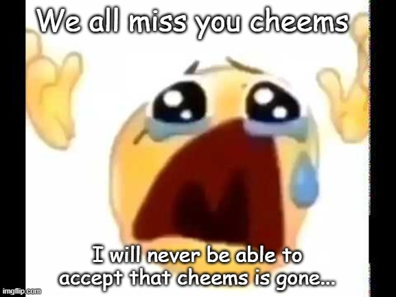 cursed crying emoji | We all miss you cheems; I will never be able to accept that cheems is gone... | image tagged in cursed crying emoji | made w/ Imgflip meme maker