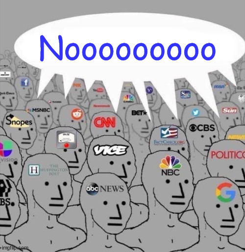 NPC media | Nooooooooo | image tagged in npc media | made w/ Imgflip meme maker