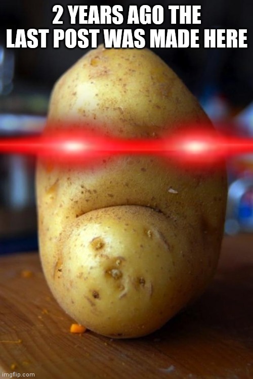 sad potato | 2 YEARS AGO THE LAST POST WAS MADE HERE | image tagged in sad potato | made w/ Imgflip meme maker