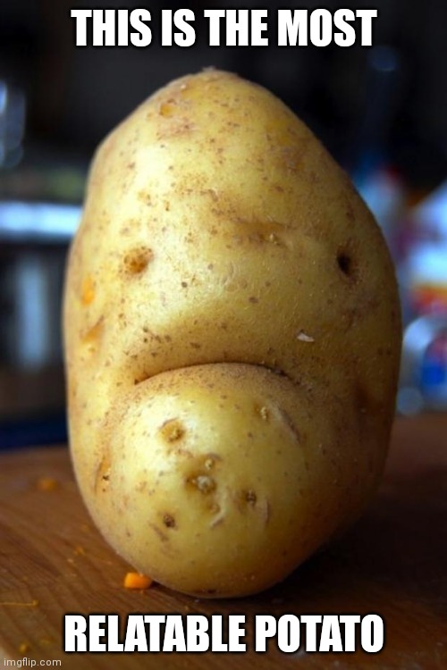 Literally me | THIS IS THE MOST; RELATABLE POTATO | image tagged in sad potato,potato | made w/ Imgflip meme maker