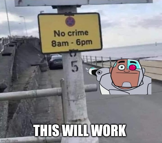 No crime allowed | THIS WILL WORK | image tagged in no crime allowed | made w/ Imgflip meme maker