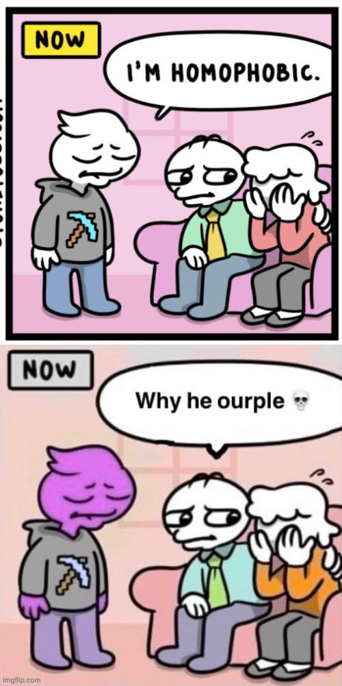 I FOUND THE ORNIGIAL COMIC | image tagged in why he ourple,stonetoss | made w/ Imgflip meme maker