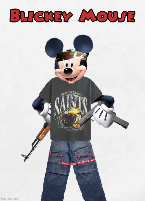 Blickey Mouse | image tagged in mickey mouse,ak47,glock | made w/ Imgflip meme maker