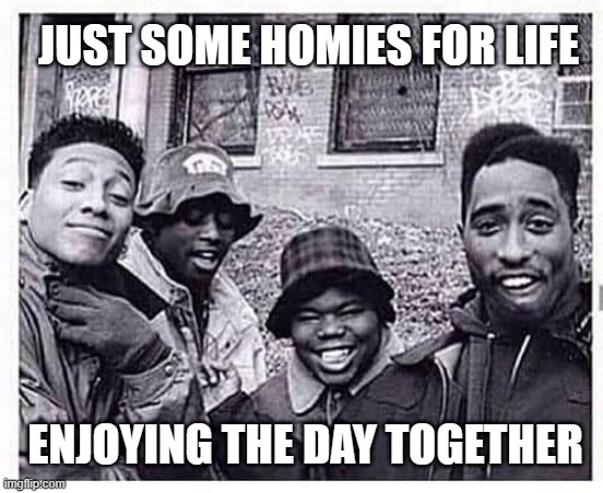 If you know you know. lol | JUST SOME HOMIES FOR LIFE; ENJOYING THE DAY TOGETHER | image tagged in homies,thug life | made w/ Imgflip meme maker