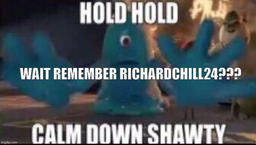 Calm down shawty | WAIT REMEMBER RICHARDCHILL24??? | image tagged in calm down shawty | made w/ Imgflip meme maker