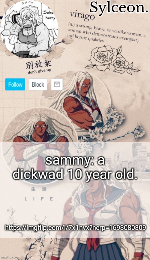 the thanks snuuy | sammy: a dickwad 10 year old. https://imgflip.com/i/7x1nvx?nerp=1693080309 | image tagged in the thanks snuuy | made w/ Imgflip meme maker