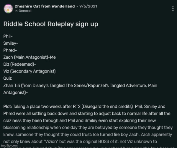 riddle school roleplay club (im zach nobody be zach) | made w/ Imgflip meme maker