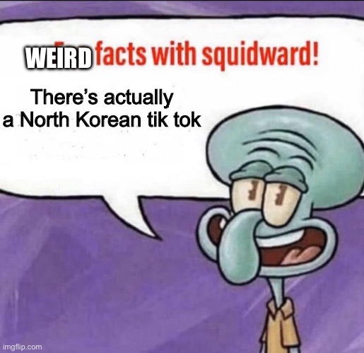 Fun Facts with Squidward | WEIRD; There’s actually a North Korean tik tok | image tagged in fun facts with squidward | made w/ Imgflip meme maker