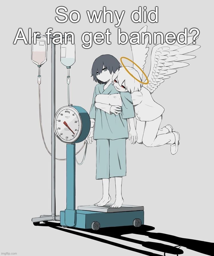 Avogado6 depression | So why did Alr fan get banned? | image tagged in avogado6 depression | made w/ Imgflip meme maker