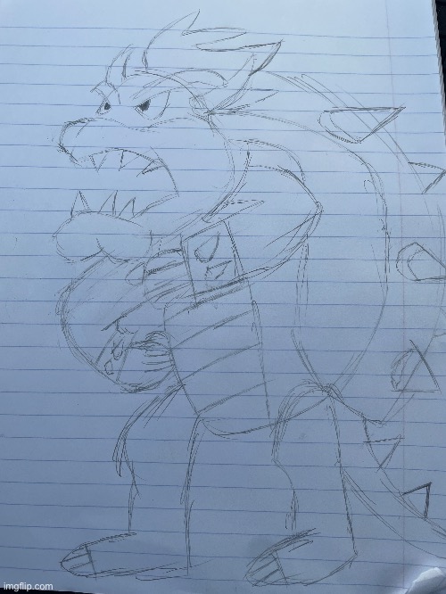 Bowser sketch I made during a lecture in school lol | made w/ Imgflip meme maker