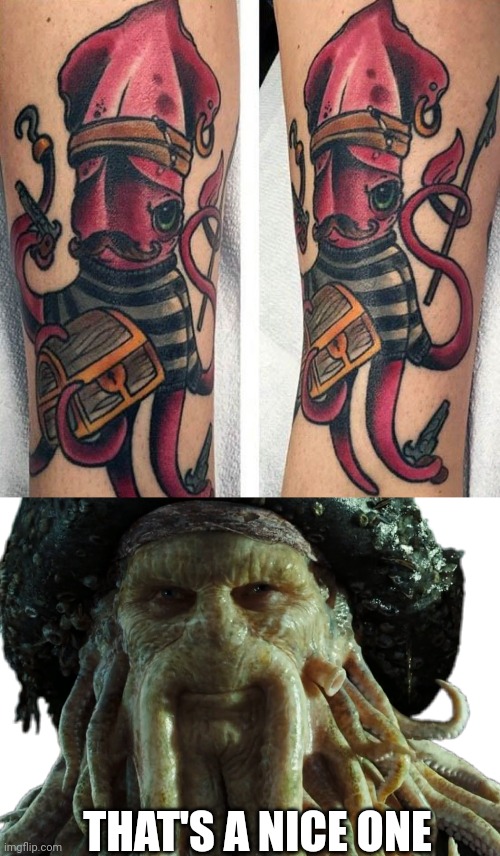 PIRATE SQUID | THAT'S A NICE ONE | image tagged in squid,tattoos,pirates,pirate,tattoo | made w/ Imgflip meme maker